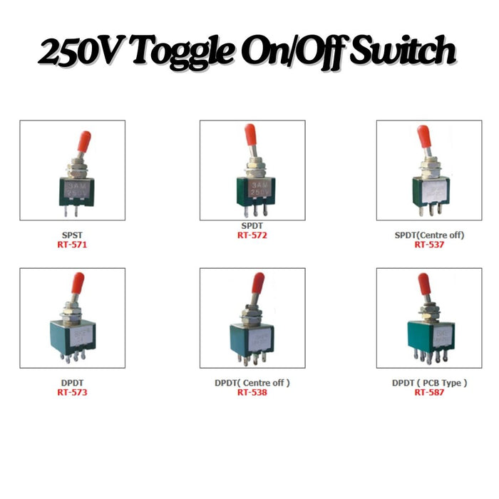 Buy 250V On/Off Circuit Control Toggle Switch | Makerbazar
