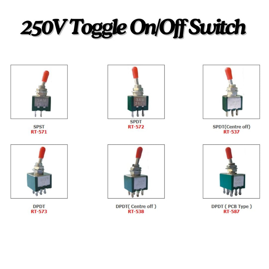 Buy 250V On/Off Circuit Control Toggle Switch | Makerbazar
