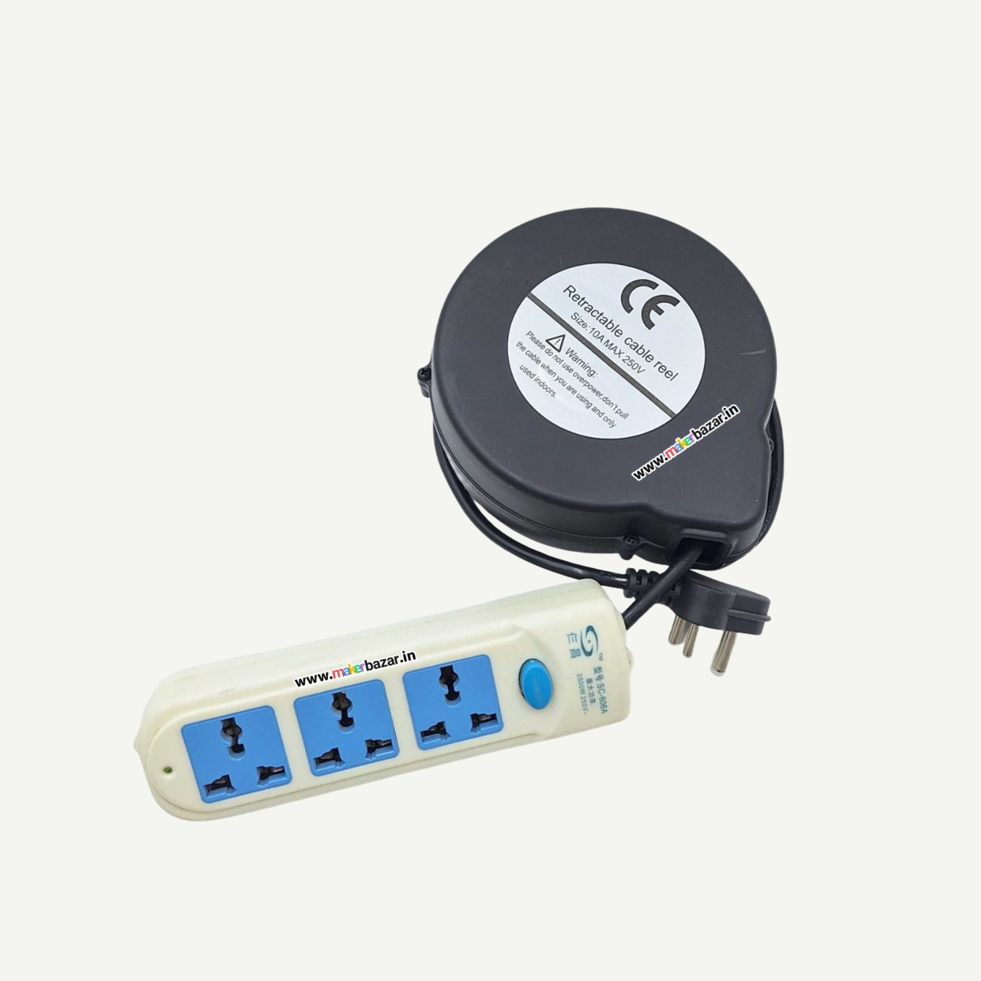 250V Automatic Cable Retraction Reels With Attached Extension