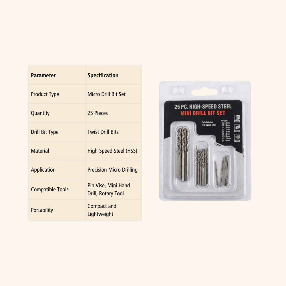 25Pcs Micro Drill Bits 0.5–3mm for PCB, Jewelry & DIY Work