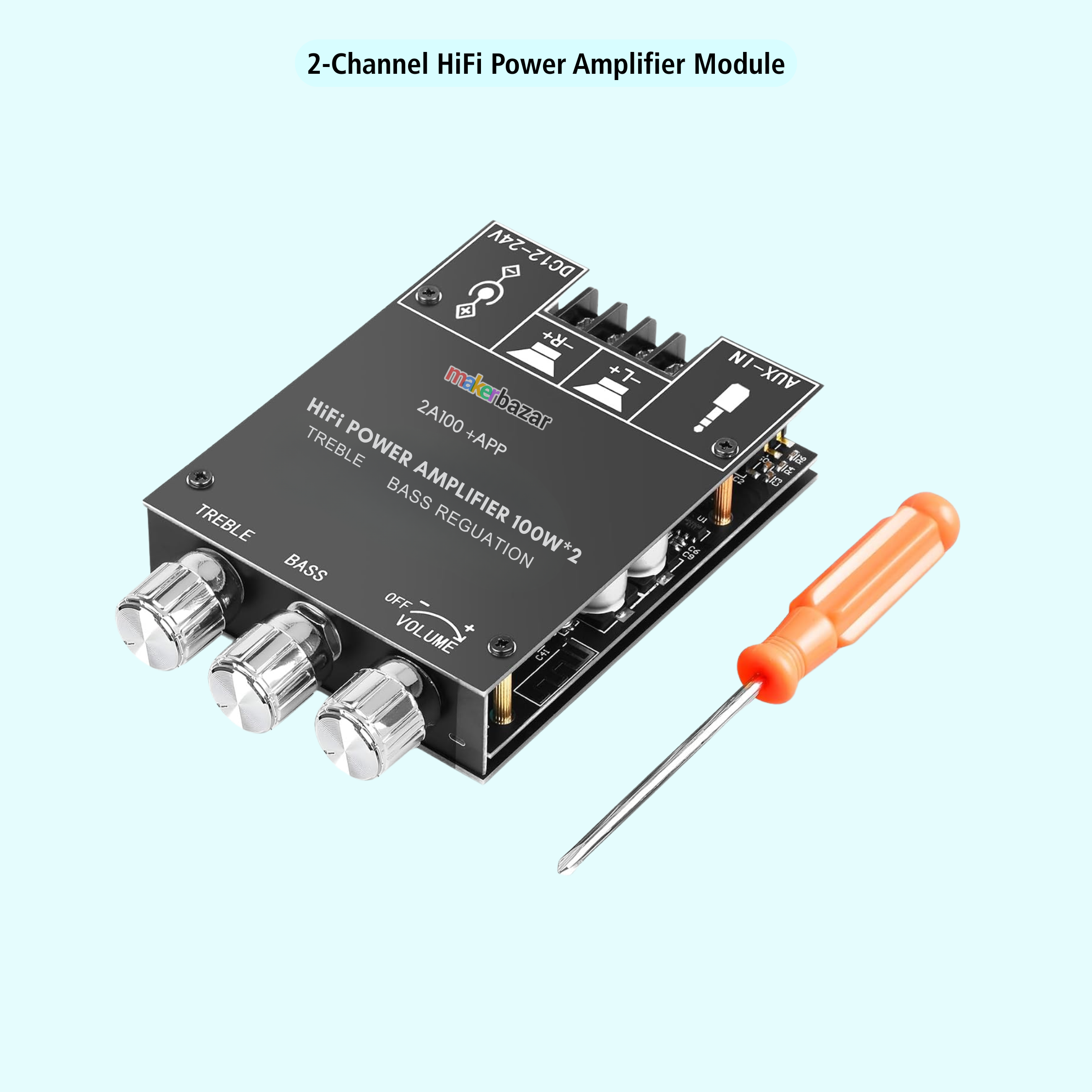 2A100 +APP 100Wx2 12–24VDC HiFi Stereo Power Amplifier Module