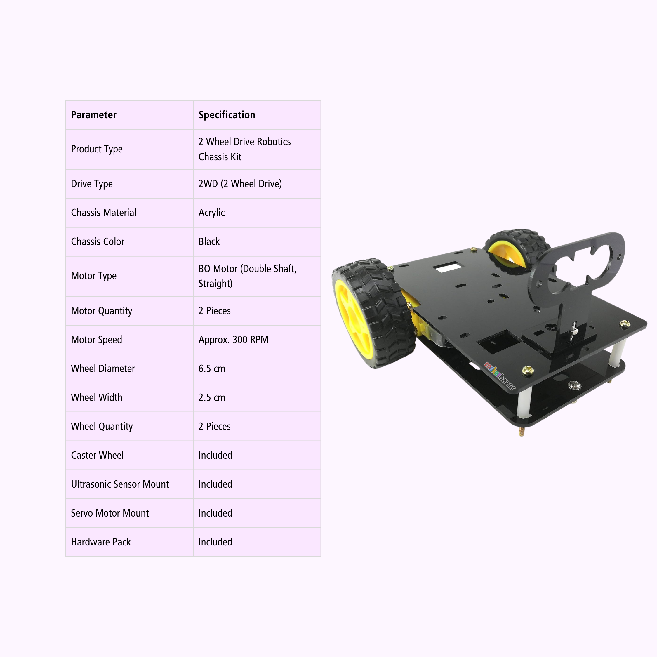 2WD Robotics Chassis Kit Double-Layer for DIY Robot Projects
