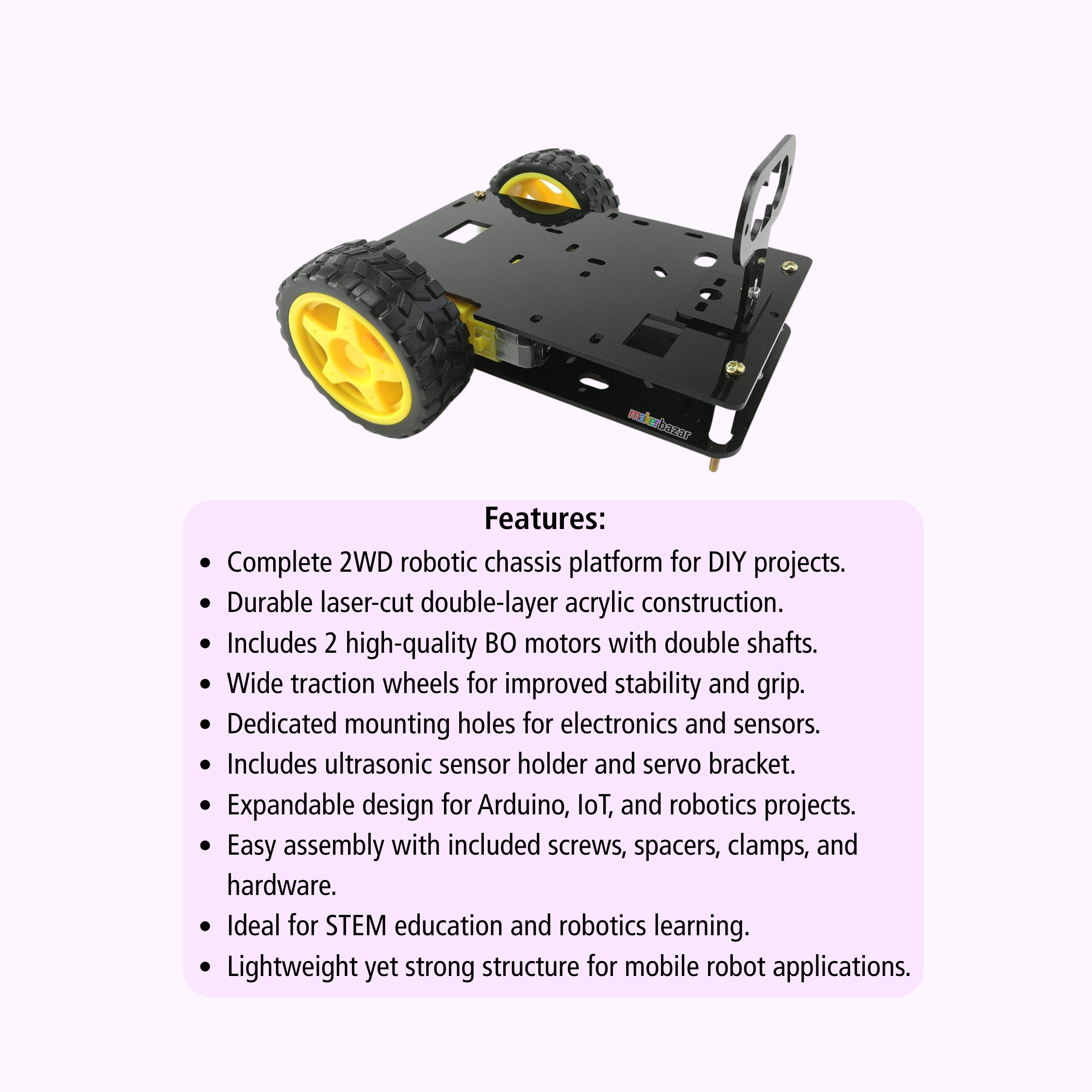2WD Robotics Chassis Kit Double-Layer for DIY Robot Projects