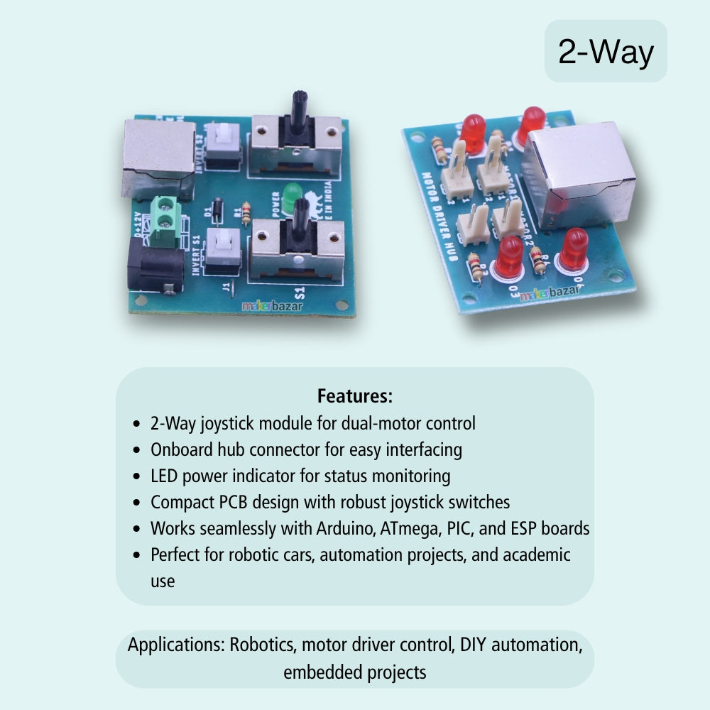 Joystick Car Frame Module Joystick Module with Motor Driver Hub – 2-Way & 4-Way Robotics Controller