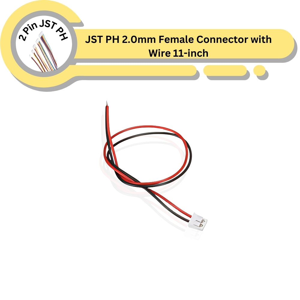 JST PH 2.0mm Female Connector with Wire 11-inch