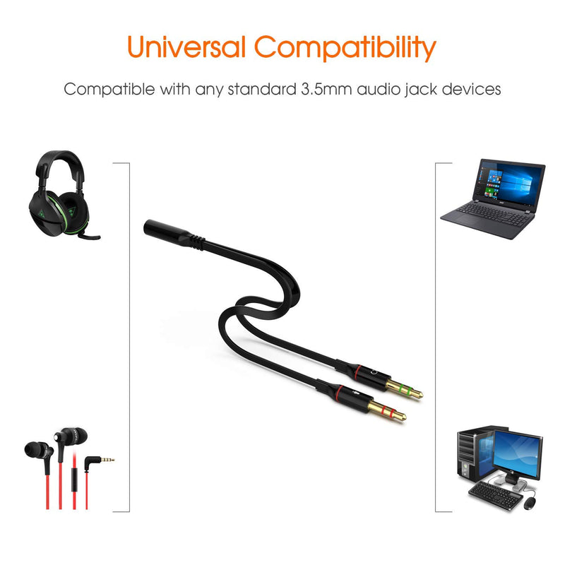 3.5mm Aux Stereo Female To Dual Male Audio+MIC Y-Splitter Cable