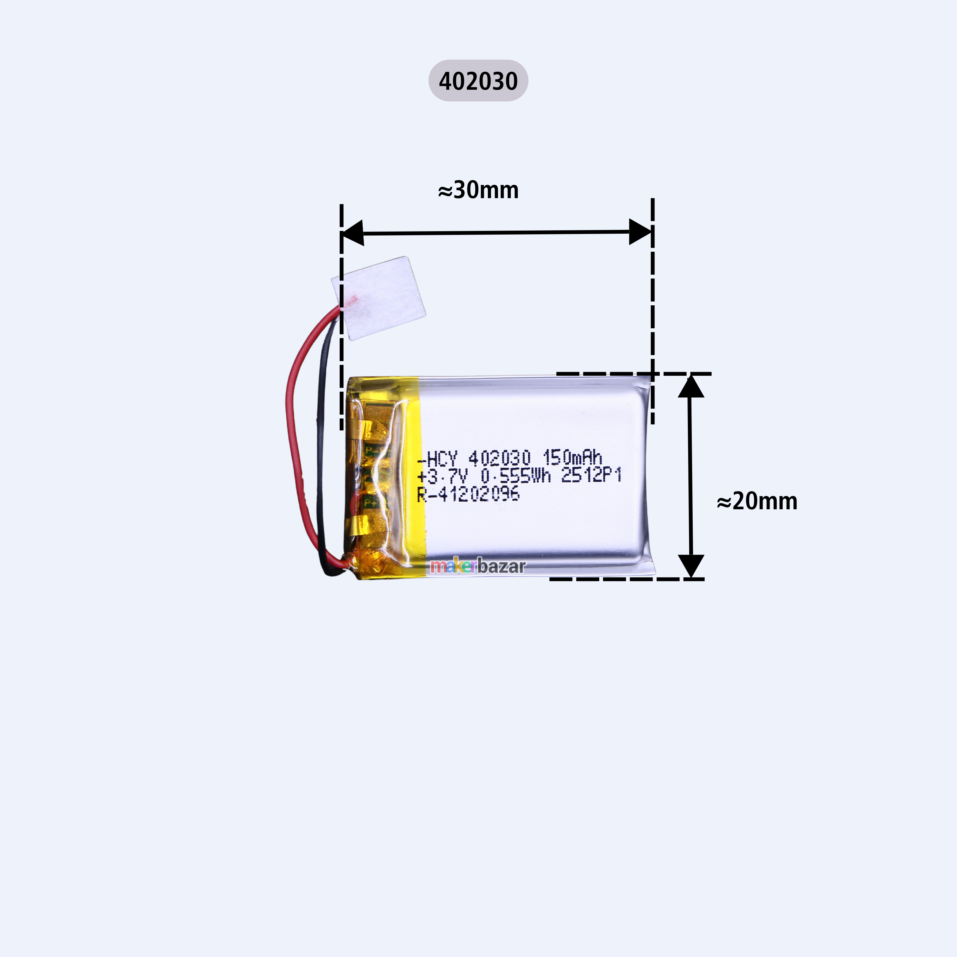 3.7V 150mAh LiPo Battery Rechargeable Lithium Polymer Single Cell