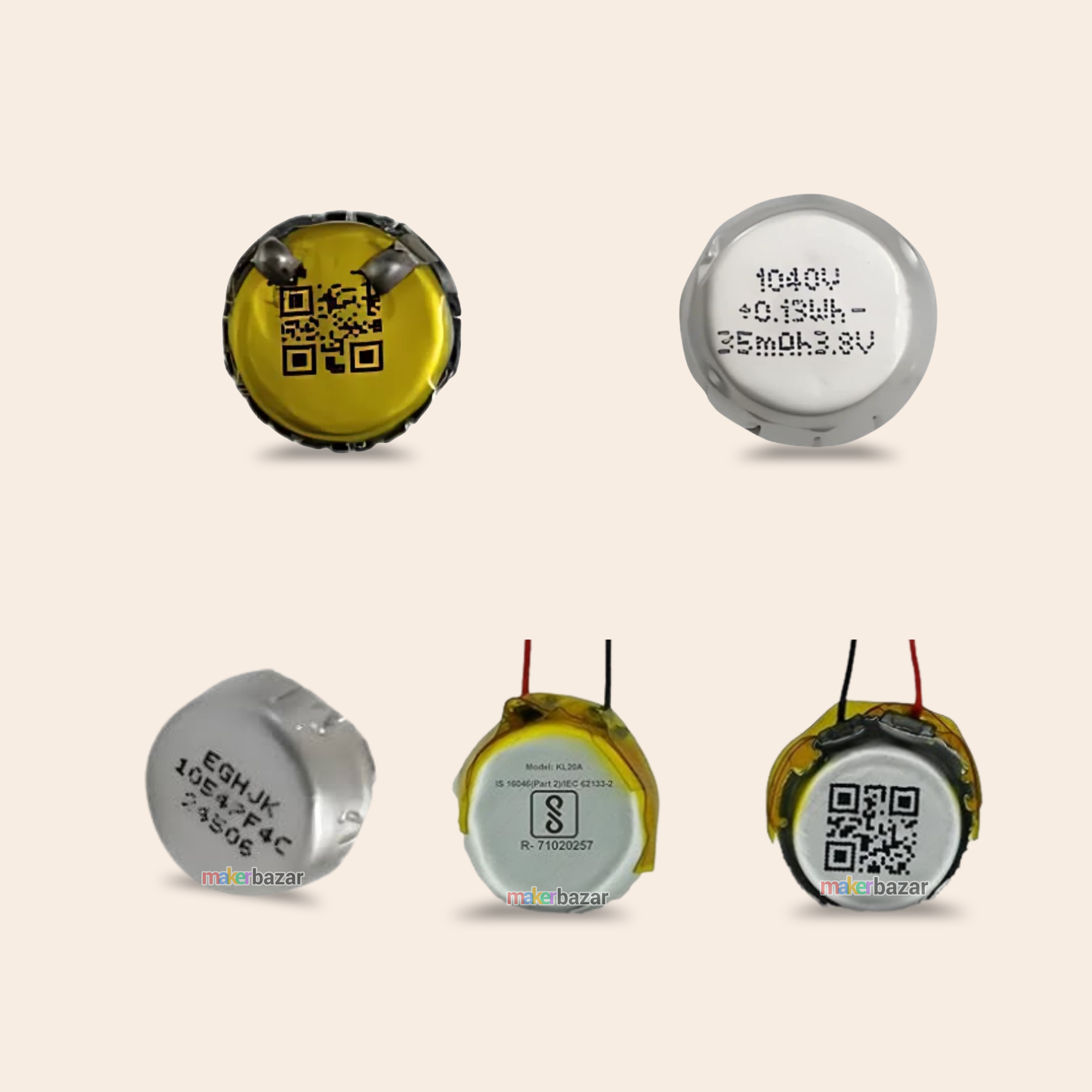 3.7V 3.8V 35mAh Lithium-Polymer Rechargeable Battery for Ear Buds – Single Cell