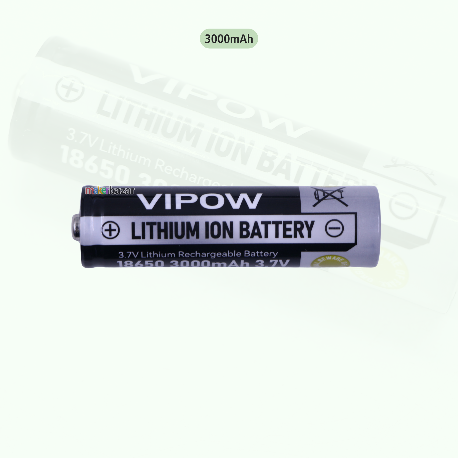 VIPOW: 3.7V 18650 Cell Li-ion Rechargeable Battery