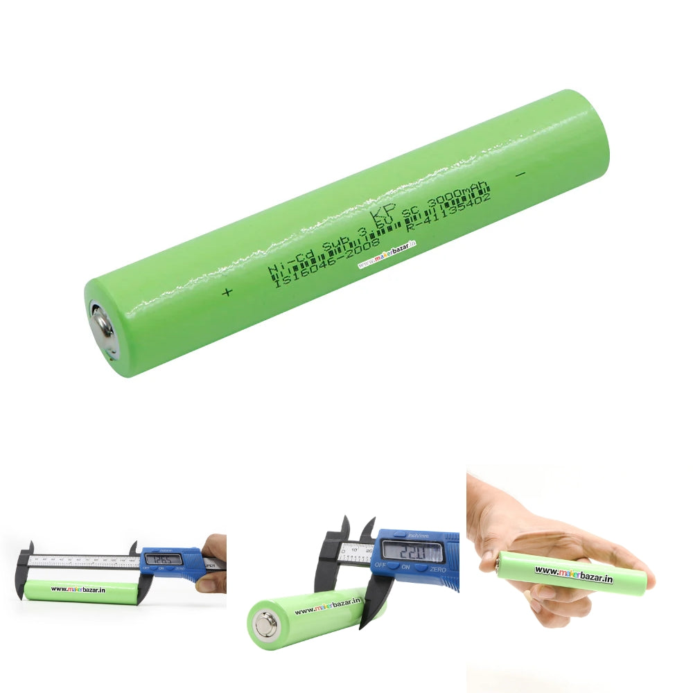Generic: 3.6V Size-3SC Cell NiCd Rechargeable Battery with Button Top