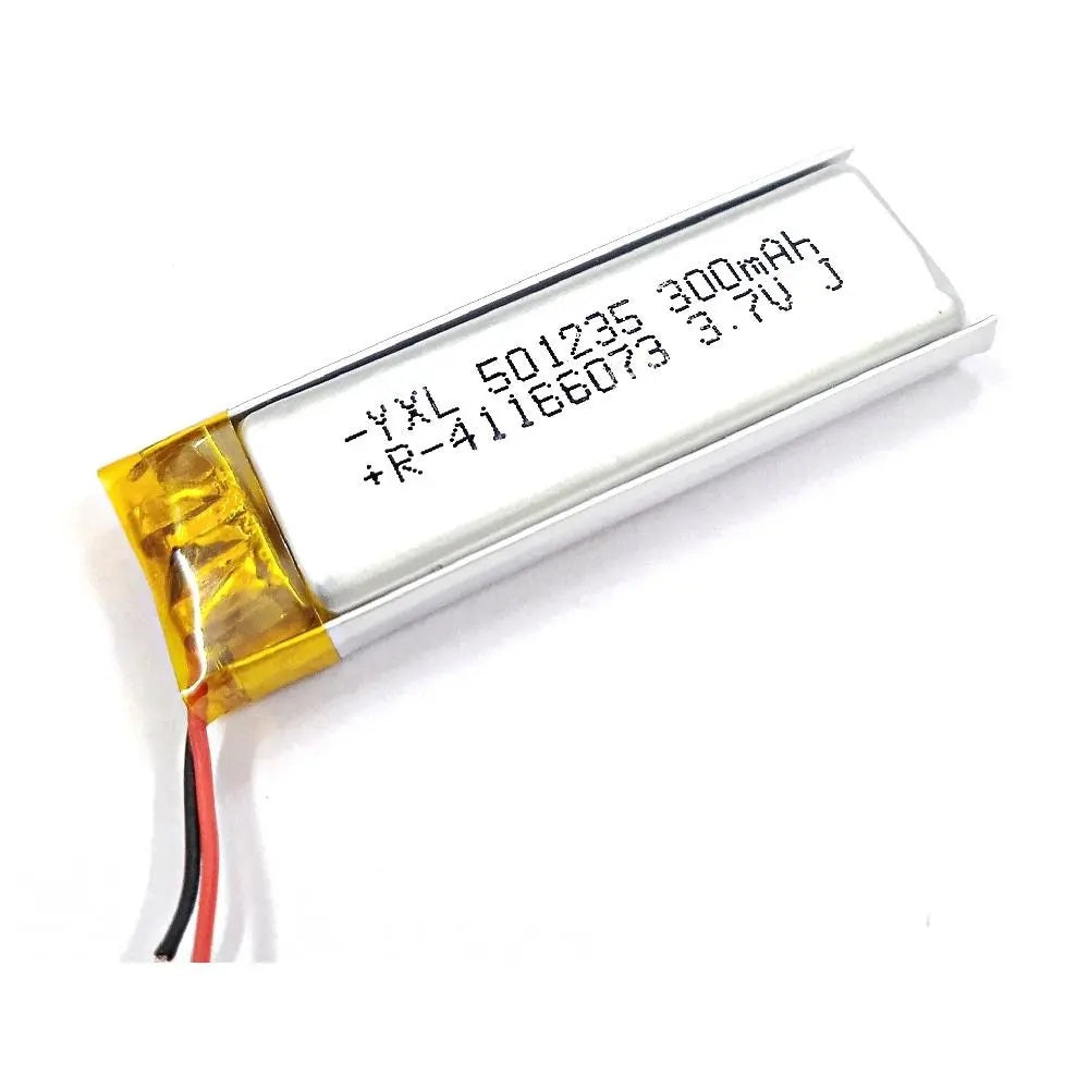 KP: 501235 3.7V 300mAh Lipo Battery - Single Cell Lithium Polymer Battery