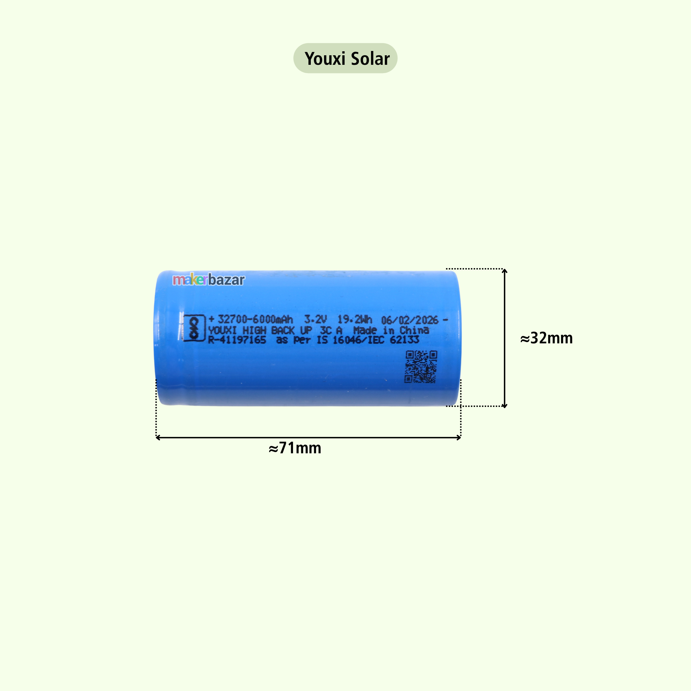 32700 32650 3.2V Rechargeable 6000mAh LifePO4 Battery Cell