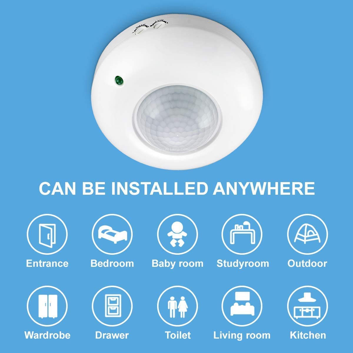 220VAC 360 Degree Ceiling Mounted PIR Motion Sensor With Adjustable Light Sensitivity and Time Delay