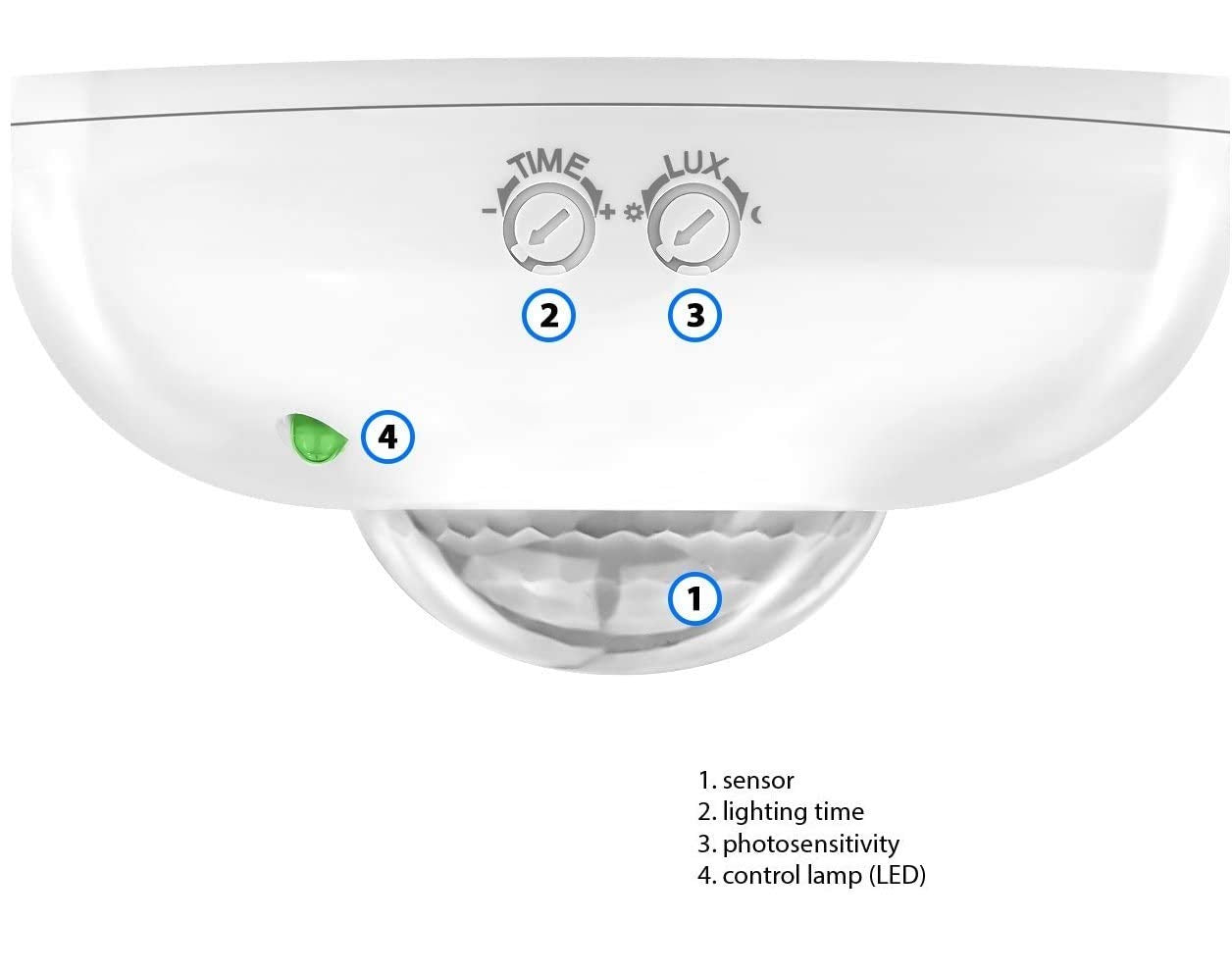 220VAC 360 Degree Ceiling Mounted PIR Motion Sensor With Adjustable Light Sensitivity and Time Delay