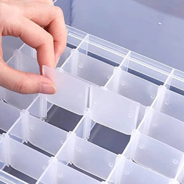 36-Grids Adjustable Partition Clear Plastic Box Component Organiser