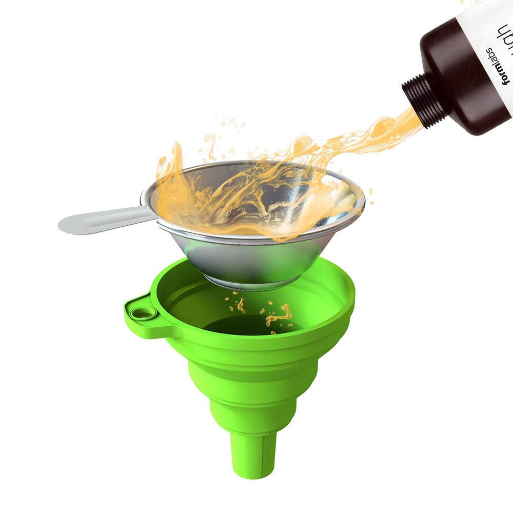 3D Printer Silicone Collapsible Funnel with Stainless Steel Resin Filter Cup Set