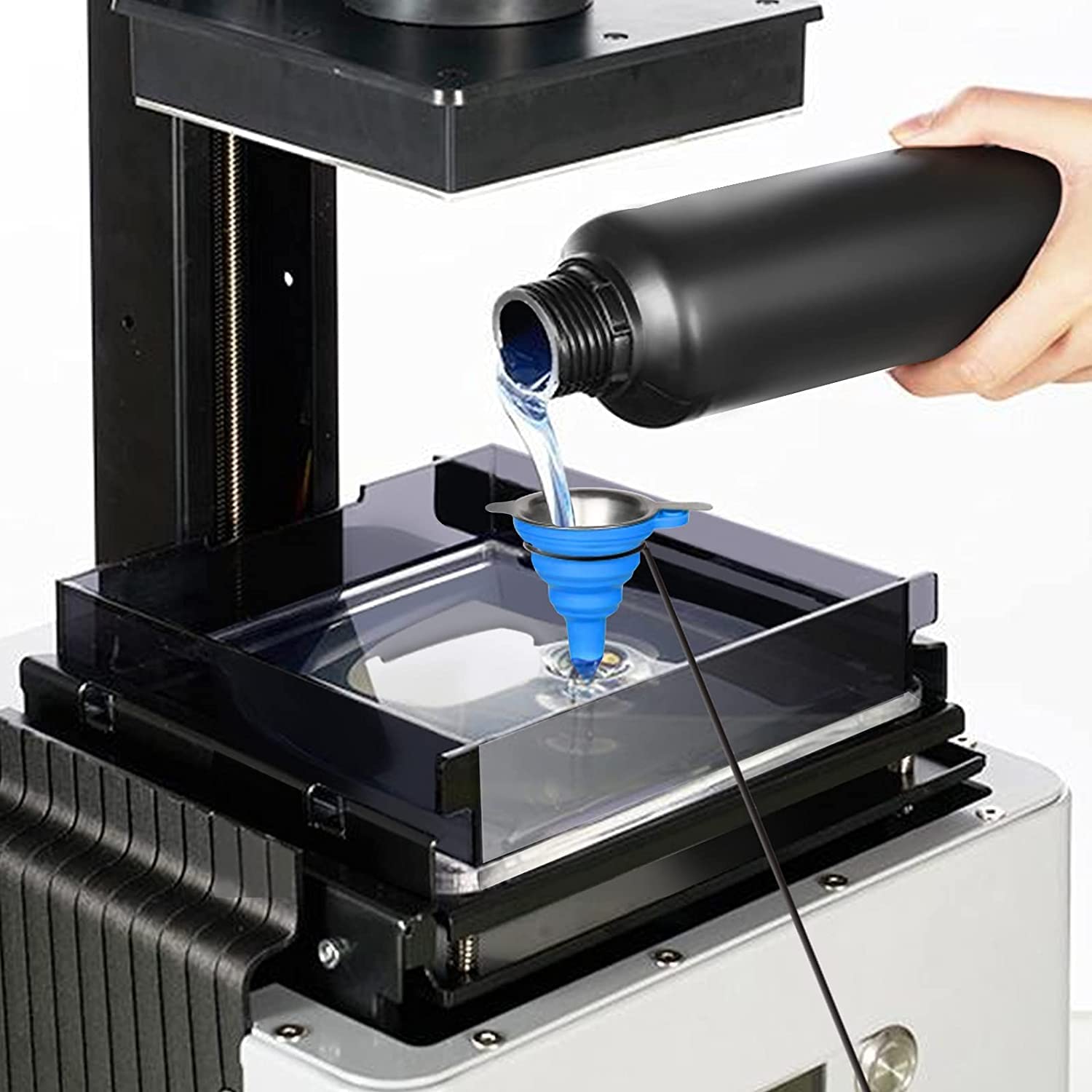 3D Printer Silicone Collapsible Funnel with Stainless Steel Resin Filter Cup Set