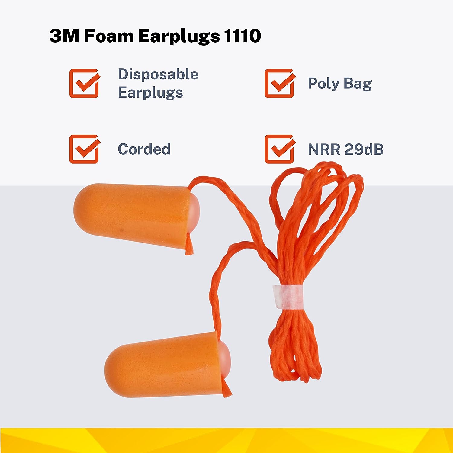 3M 1110 Corded Foam Ear Plugs