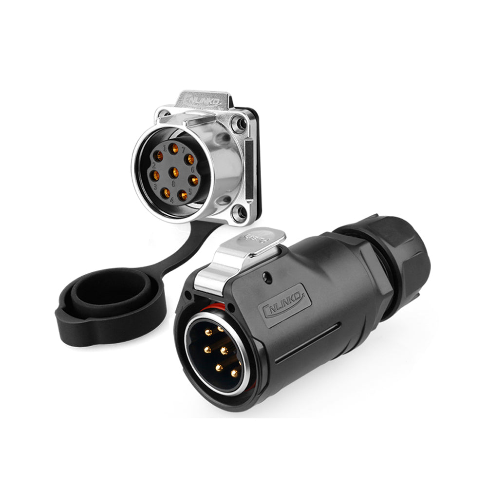 CNLINKO LP28 8-Pin 15A Circular Waterproof Aviation Plug Signal Connector