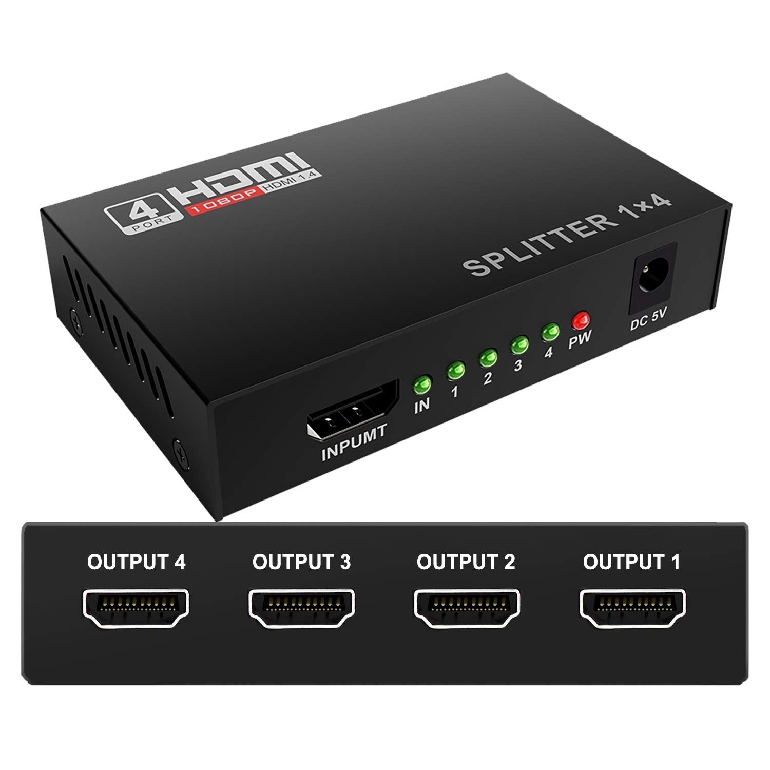 1x4 HDMI Splitter UHD 4K 2K 3D