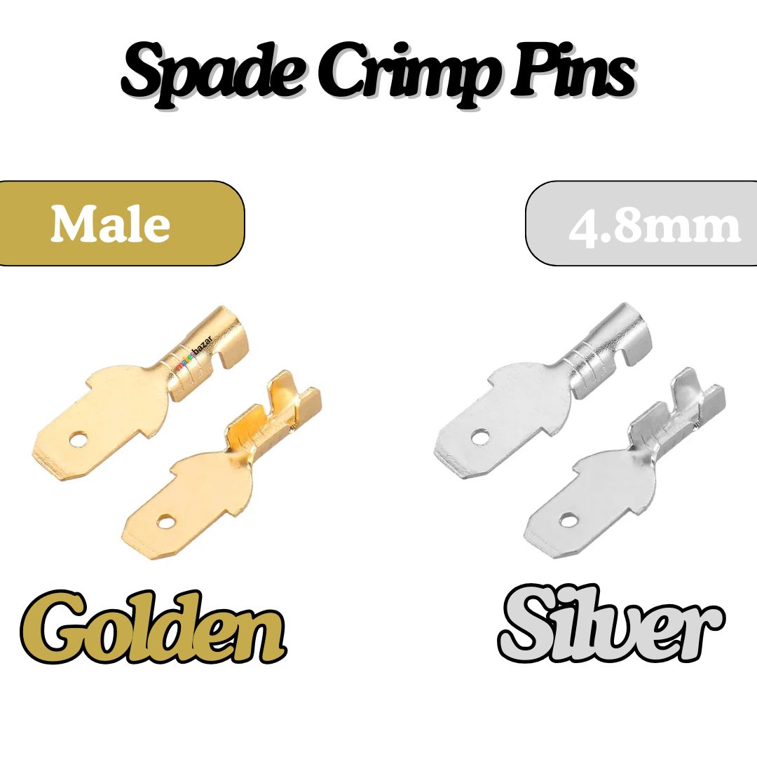 Lugs Thimble Pins Non-Insulated Spade Crimp Battery Connectors [Random Colour]