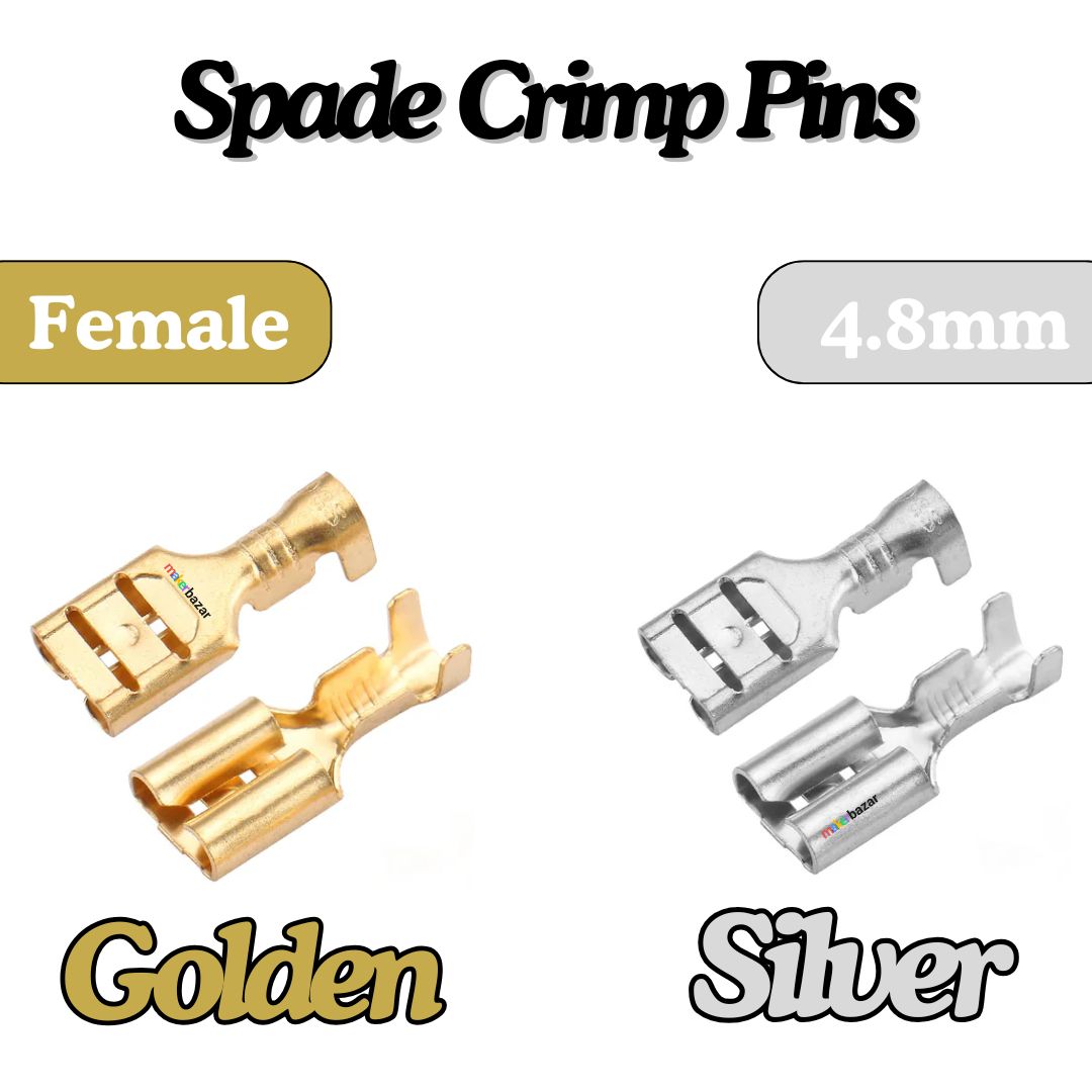 Lugs Thimble Pins Non-Insulated Spade Crimp Battery Connectors [Random Colour]