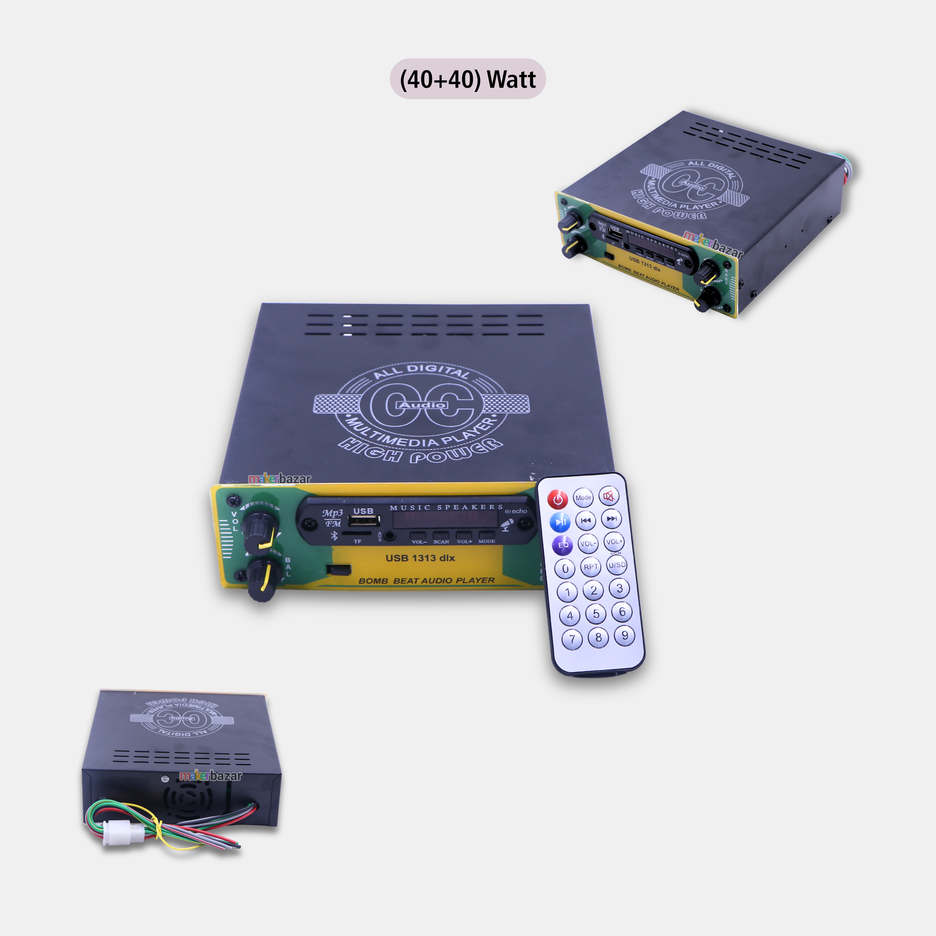 DC Enclosed Metal Body Bluetooth Music Player with Remote (FM/AUX/USB/SD)