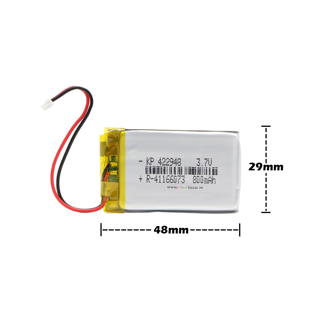 KP: 422948 Lipo Battery - Single Cell 3.7 V 800mAh Lithium Polymer Battery