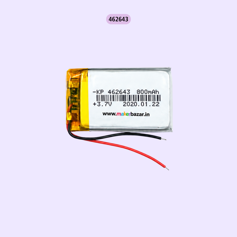 Lipo Battery - Single Cell 3.7V 800mAh Lithium Polymer Battery