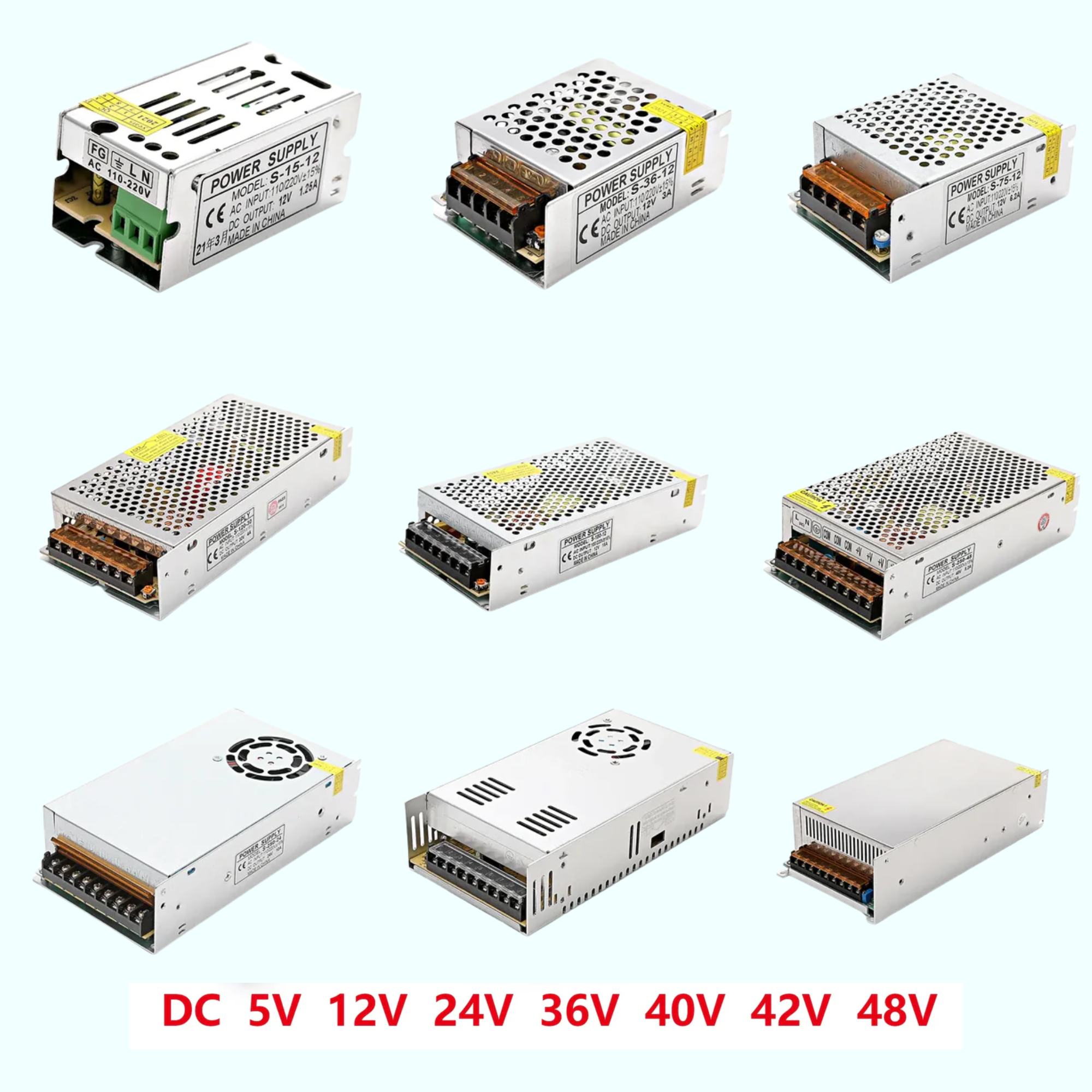 48Volt DC Switch Mode Power Supply (SMPS) Rectangular Metal Casing