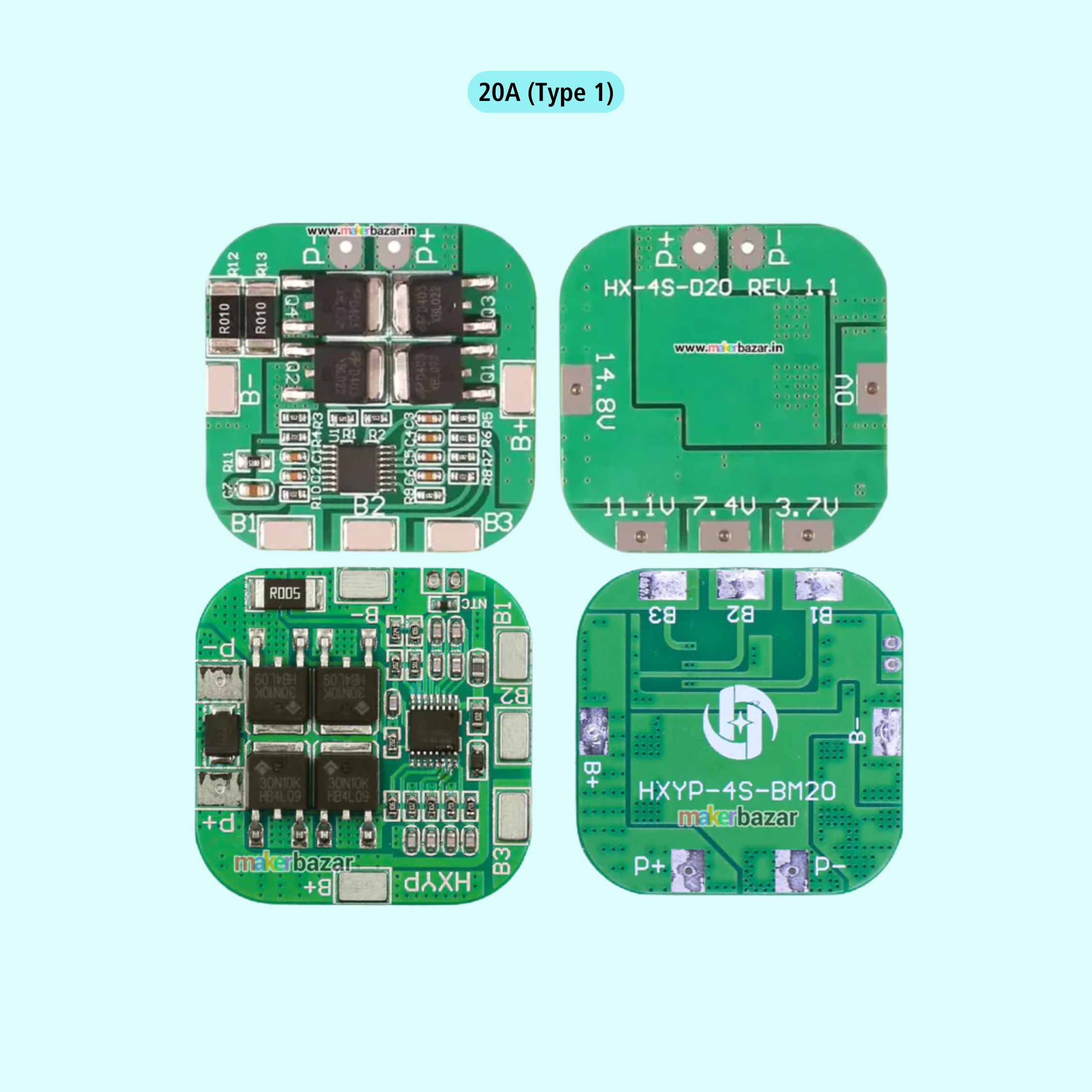 4S 18650 Lithium Battery Protection Board [Green]