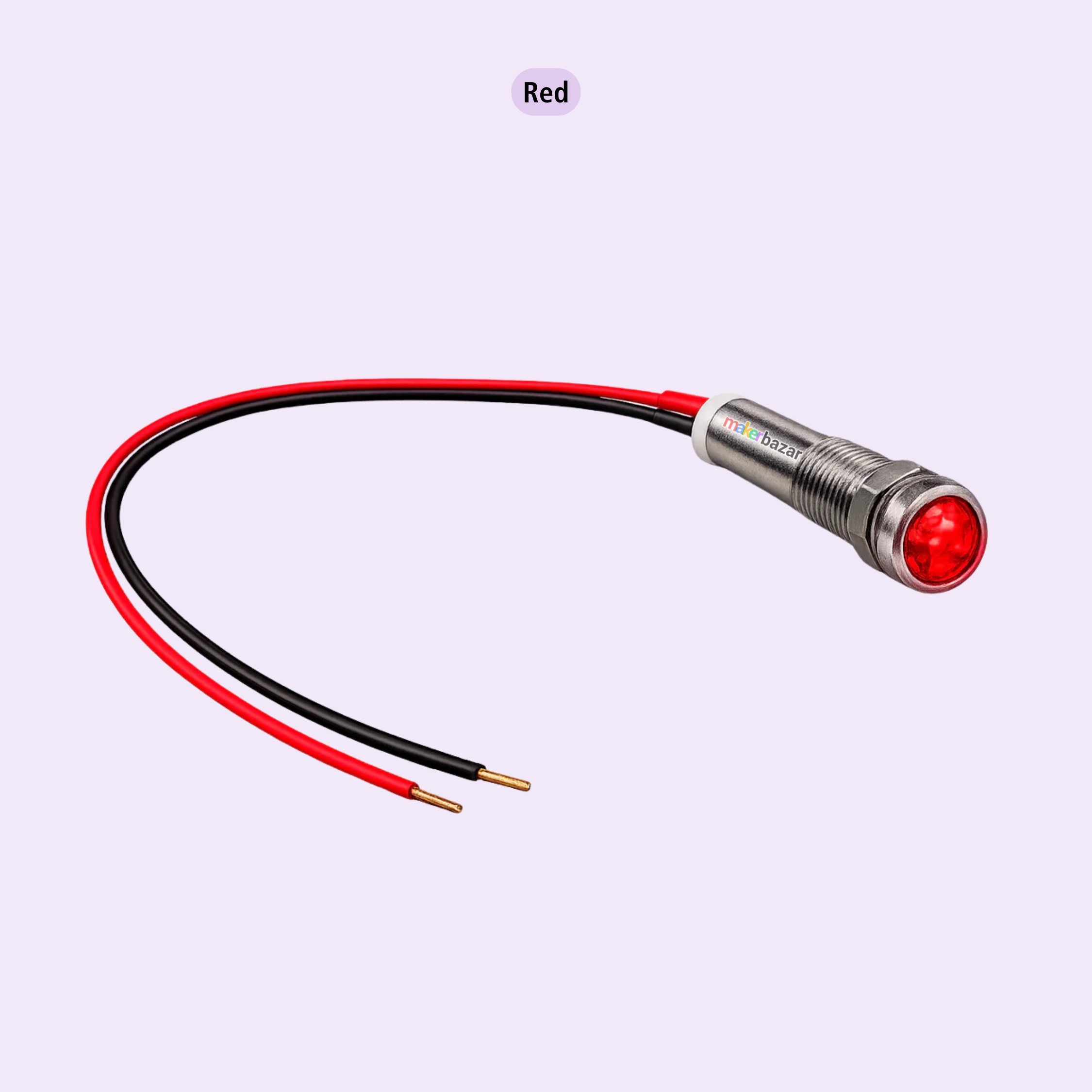 5-24VDC 10mm LED Indicator Metal Long-Tube Signal Lamp with Cable