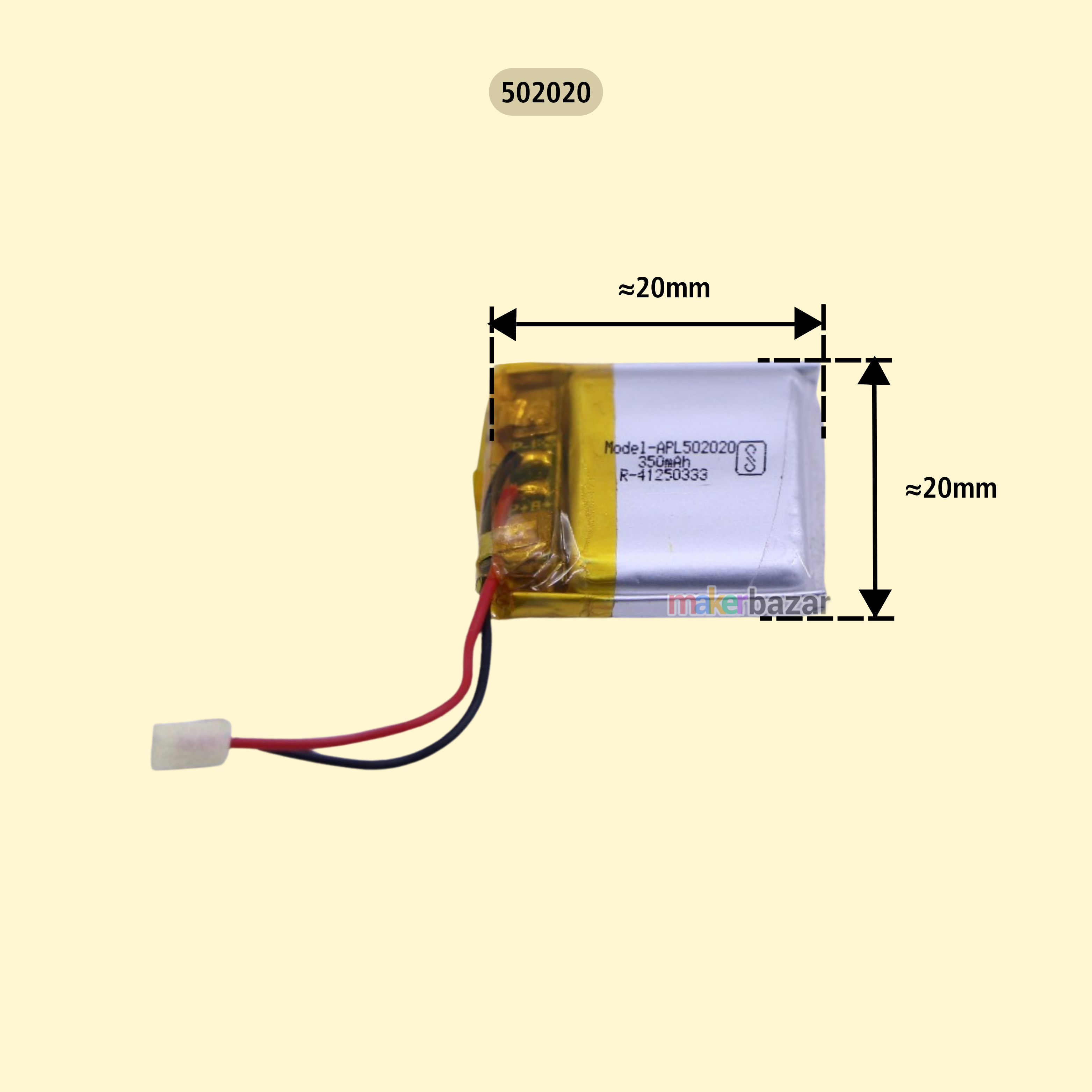 Generic: 3.7V 350mAh Lipo Battery - Single Cell Lithium Polymer Battery
