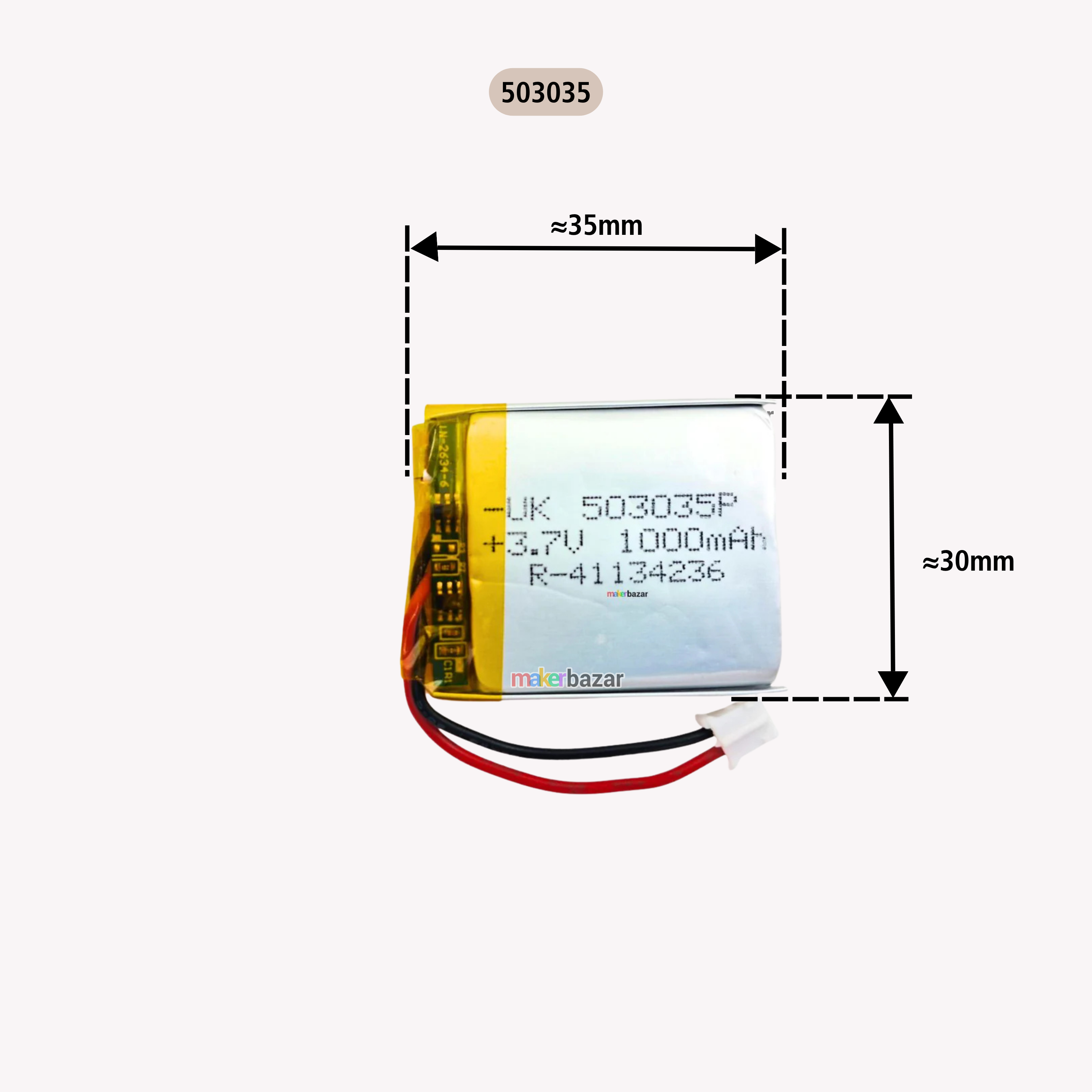 Generic: 3.7V 1000mAh Lithium Polymer Battery Single Cell
