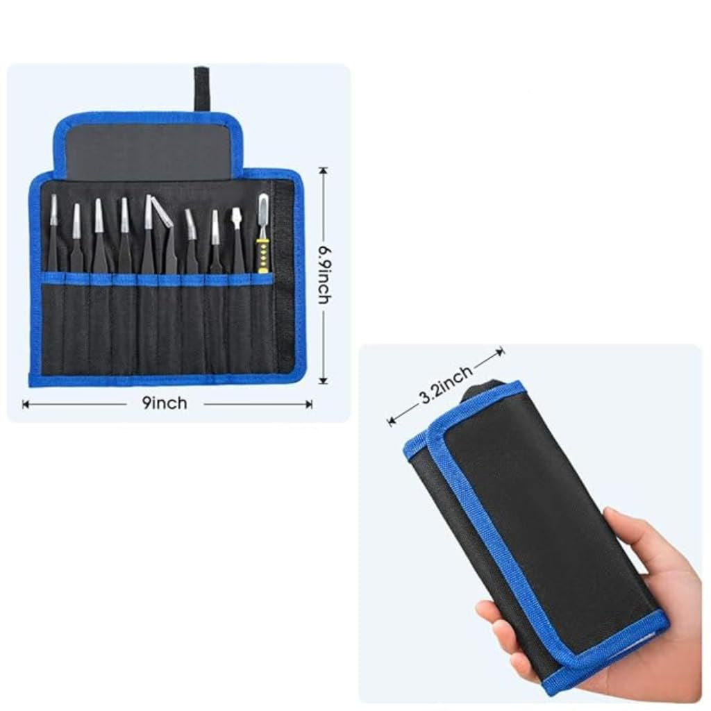 10Pcs Precision ESD Tweezer Set Anti-Static Stainless Steel Tweezer Kit