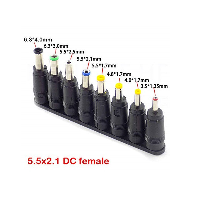 5.5×2.1mm Female DC Socket Converter to Other-Size Male Jack Connector