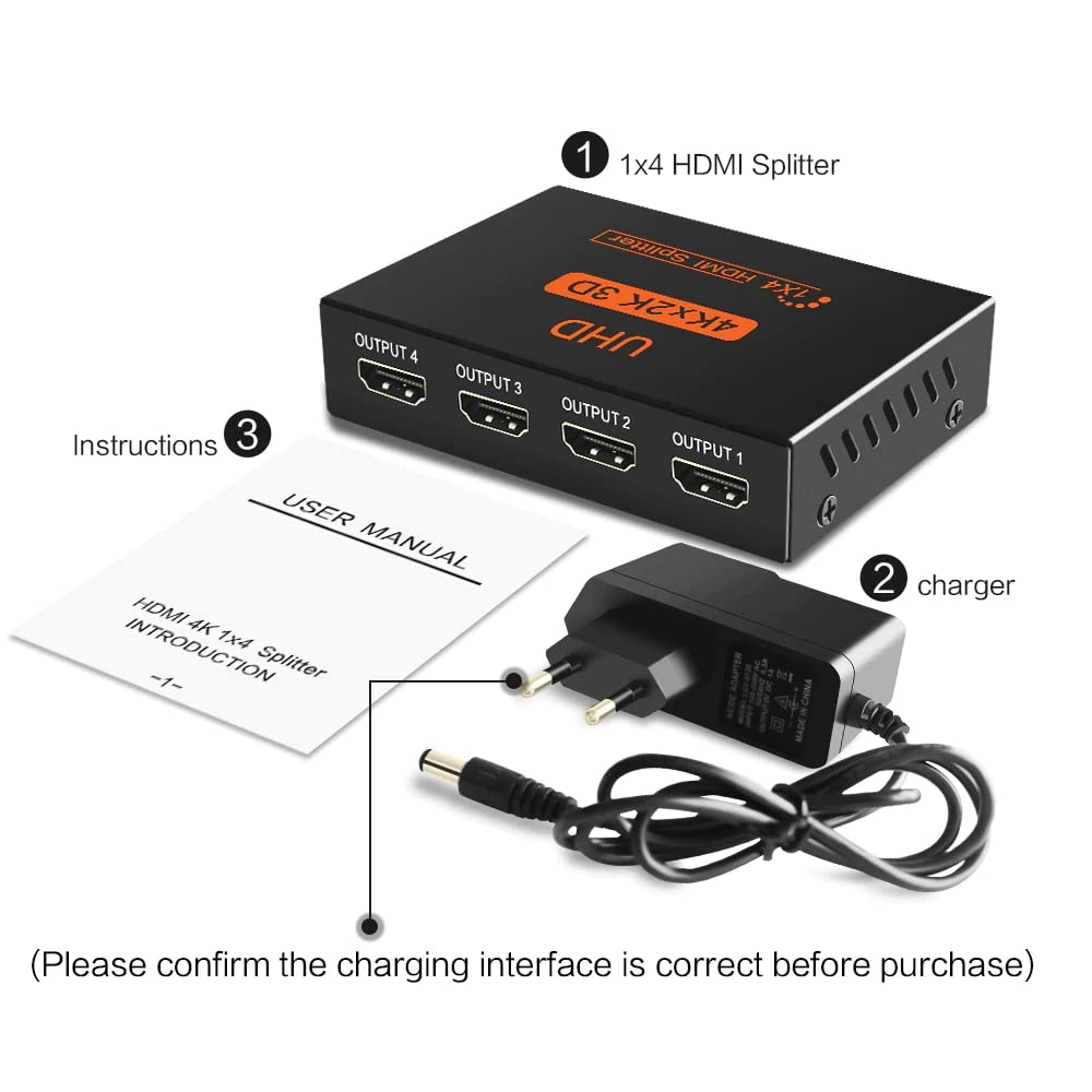 1x4 HDMI Splitter UHD 4K 2K 3D