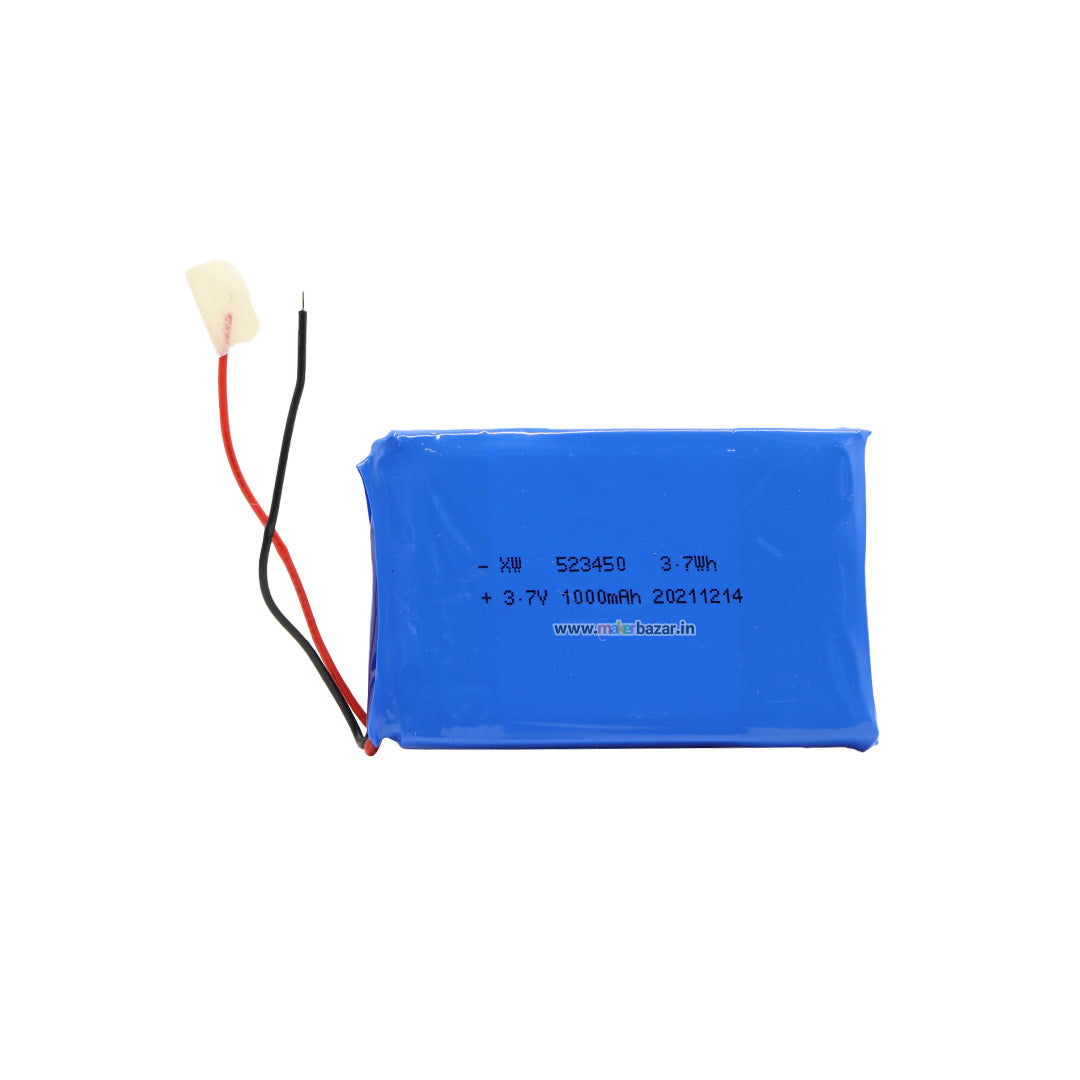 KP: 523450 Lipo Battery - Single Cell 3.7 V 1000mAh Lithium Polymer Battery