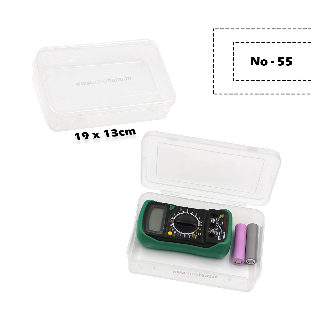 Transparent Rectangular Plastic Box with Attached Lid