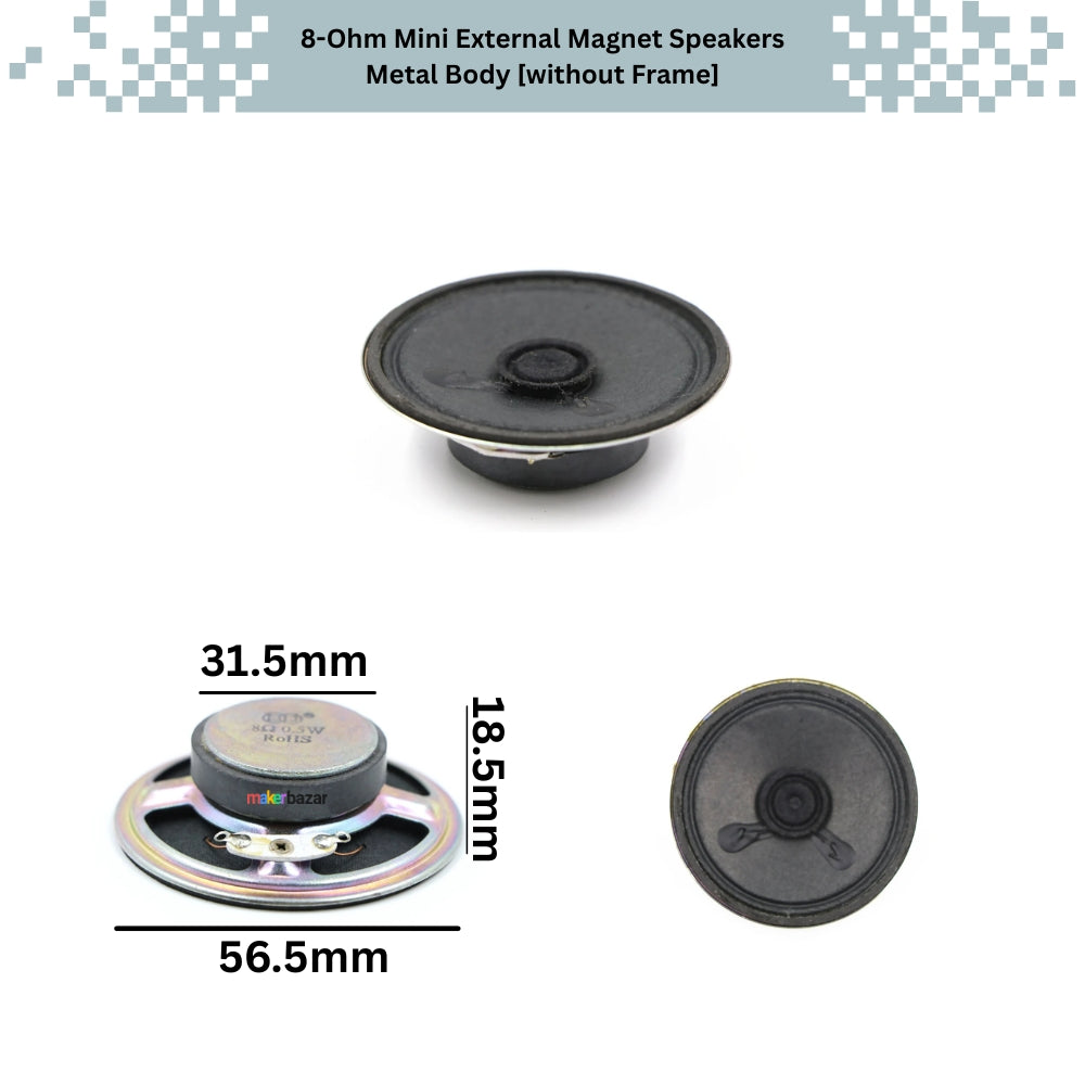 8-Ohm Mini External Magnet Speakers Metal Body [without Frame]