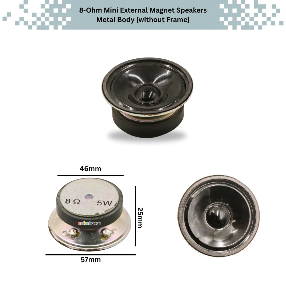 8-Ohm Mini External Magnet Speakers Metal Body [without Frame]