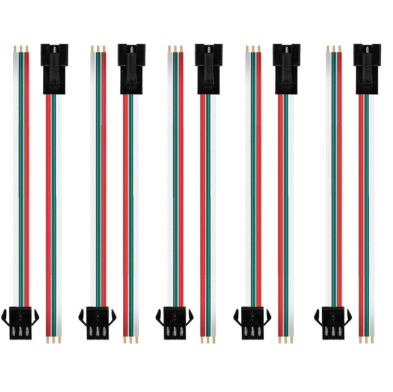 JST SM 3 Pin Plug Male and Female Connector Pair with Wire