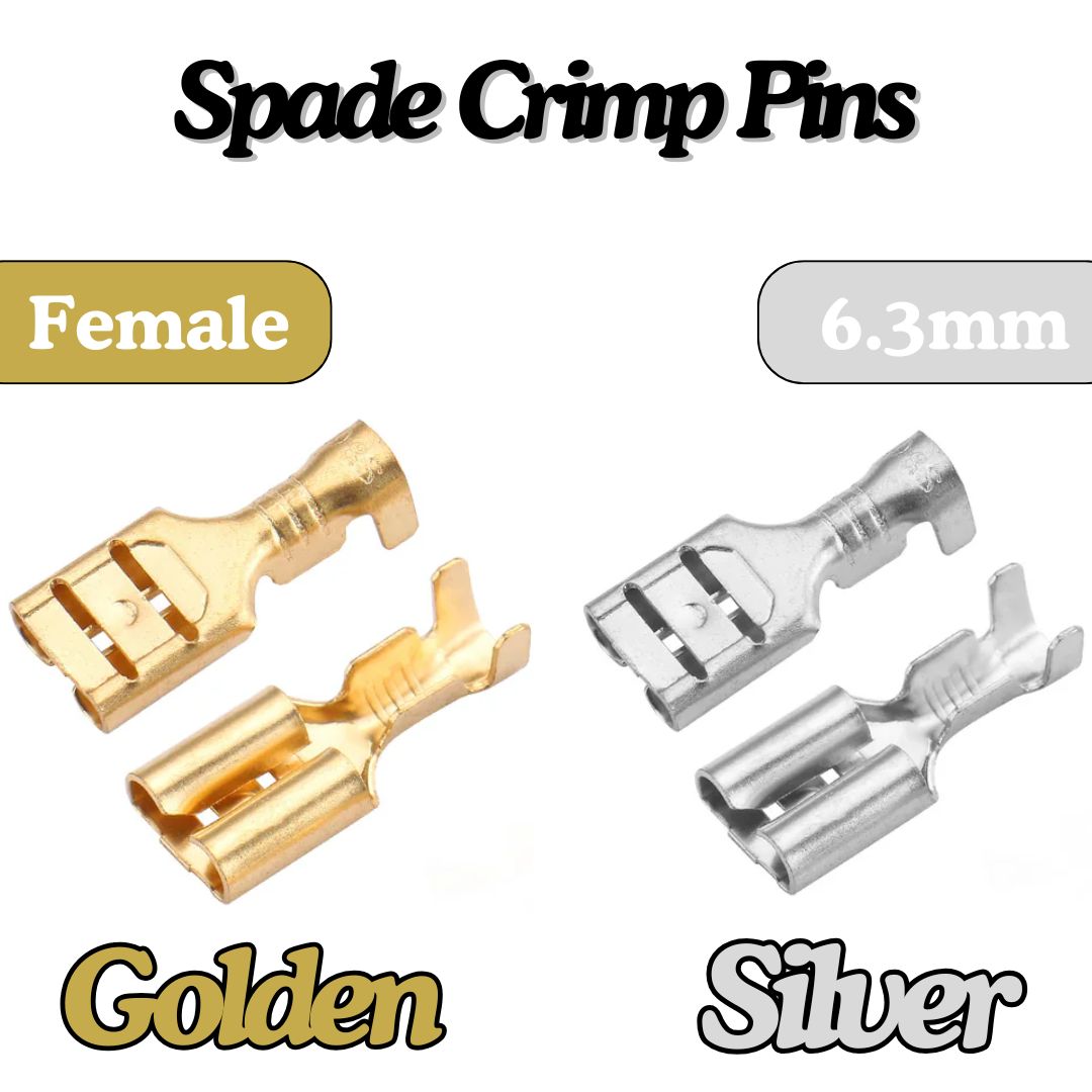 Lugs Thimble Pins Non-Insulated Spade Crimp Battery Connectors [Random Colour]