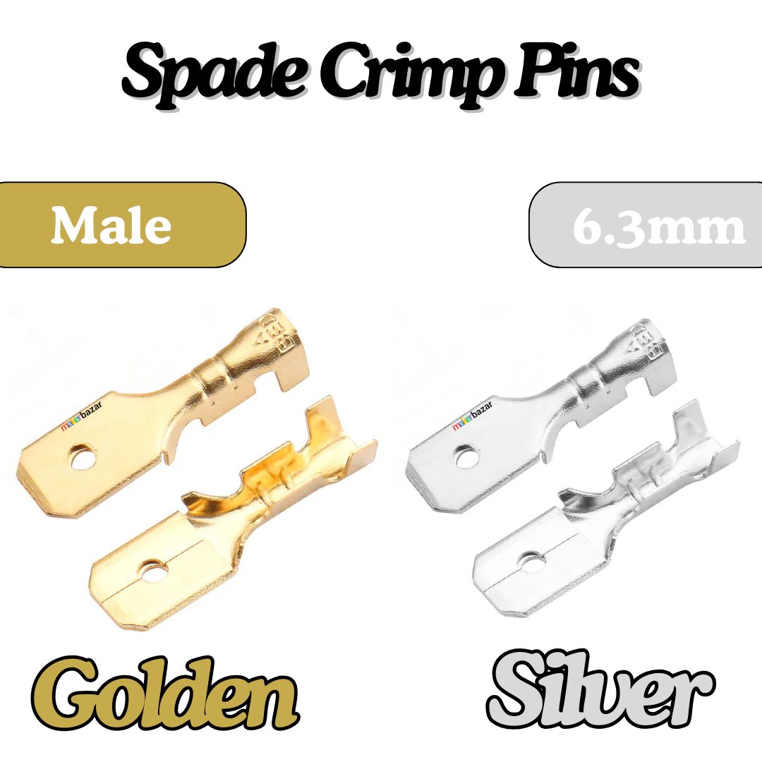 Lugs Thimble Pins Non-Insulated Spade Crimp Battery Connectors [Random Colour]