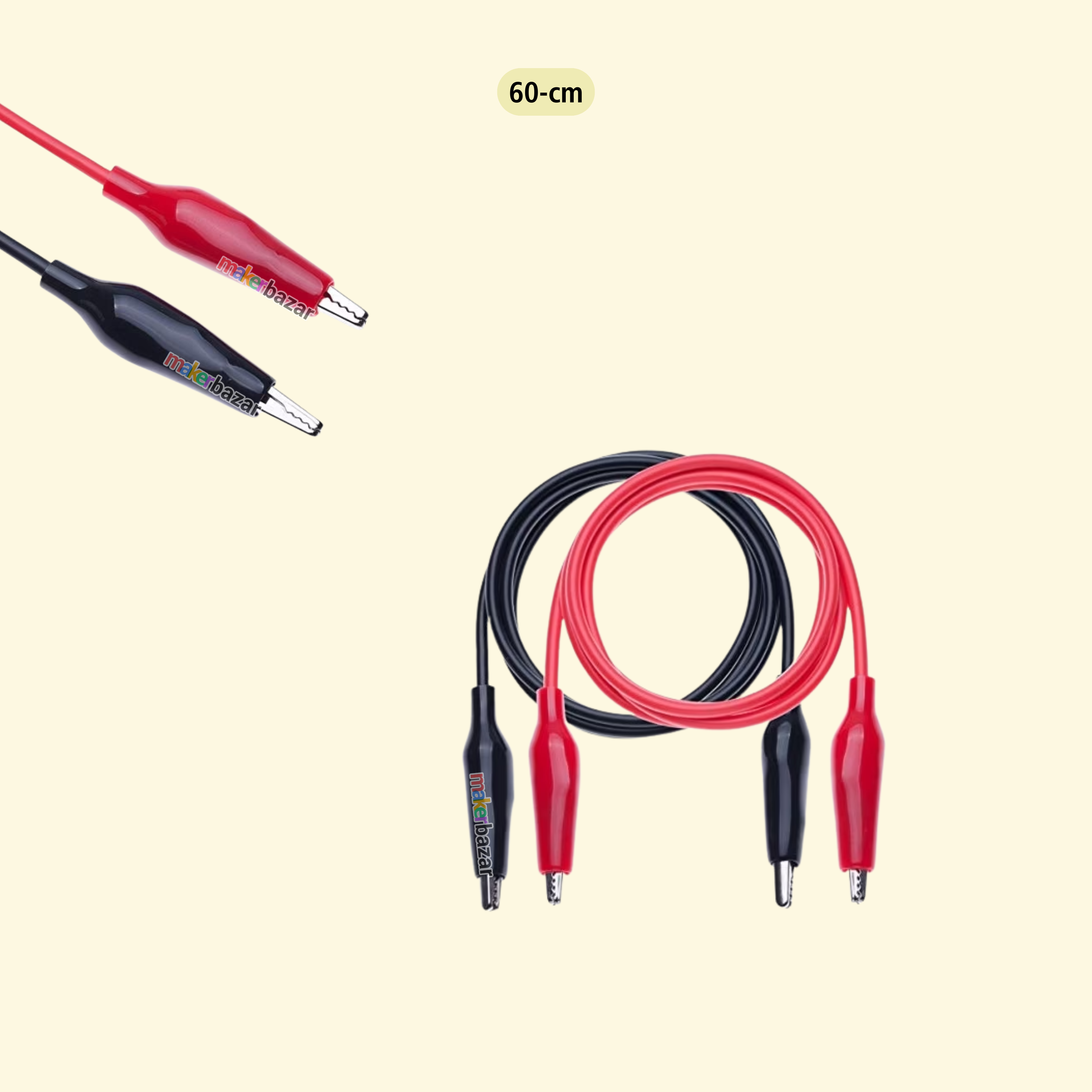 Alligator Crocodile Clips Electrical Test Lead Wire Red+Black (Pair)