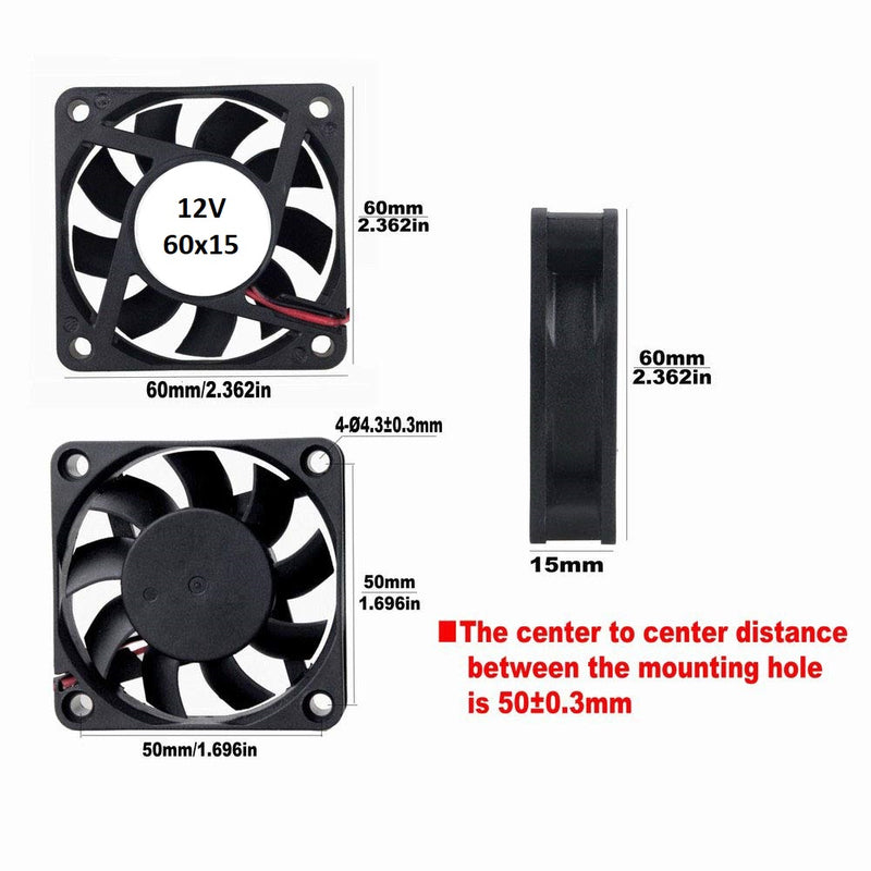 6015 12v DC Axial Cooling Fan Black 60x15mm