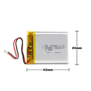 KP: 603443 Lipo Battery - Single Cell 3.7 V 800mAh Lithium Polymer Battery