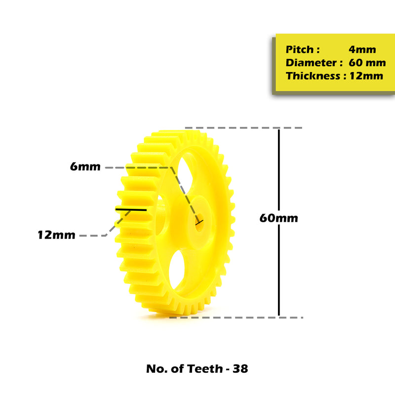 Circular Plastic Wheel Spur Gear (T:12mm)