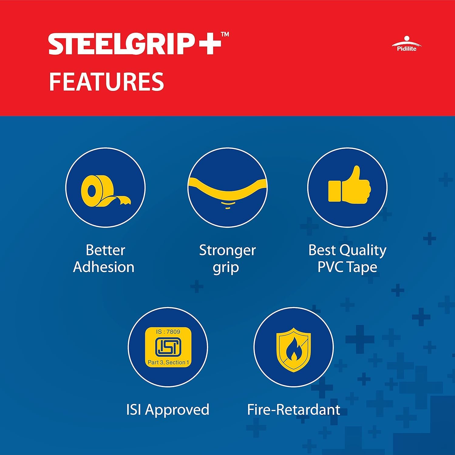 Steelgrip: Self Adhesive PVC Electrical Insulation Tape 1.7cmX6.0mtr