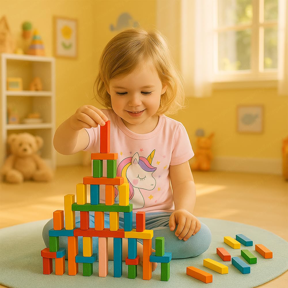 120pcs 12-Colors Wooden Domino Block Set